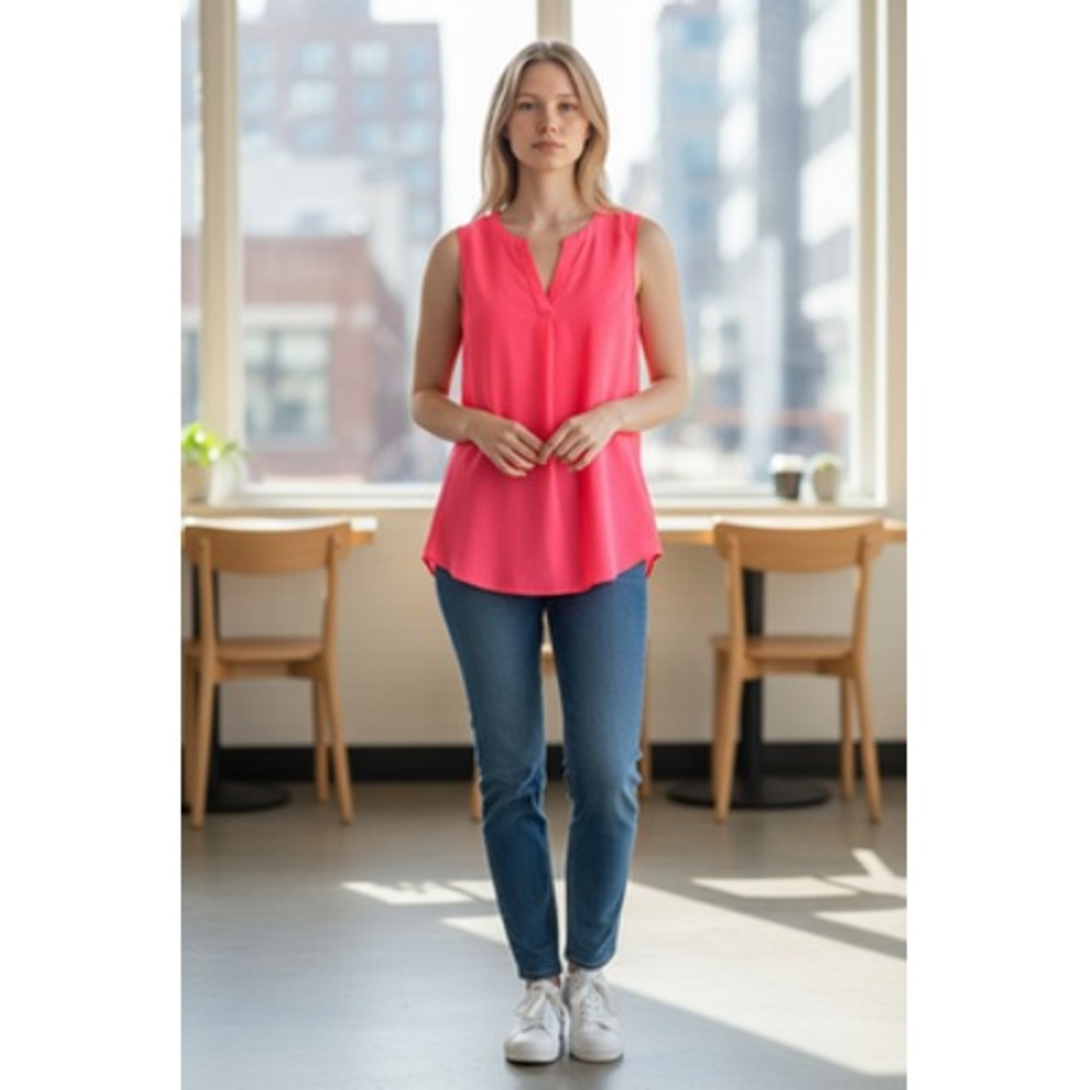 Lilly Pulitzer Shirt Womens XXS‎ Hot Coral Sleeveless Stacey Top Silk Minimalist